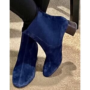 Jack Rogers Brianna Blue Suede Leather Chelsea Boots‎ Size 11 Low Block Heel